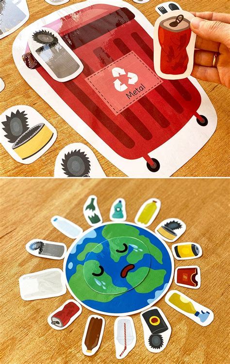 Waste Sorting Busy Book Printable Game For Toddlers Trash Etsy Free