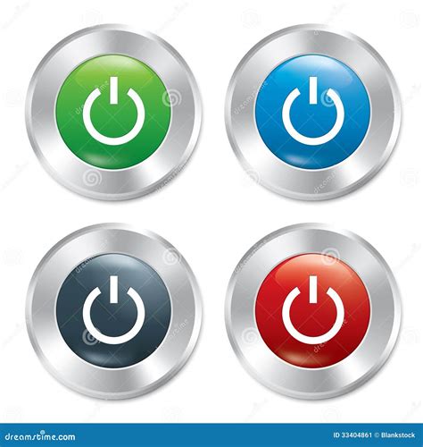 Power Button Turn On Round Stickers Collection Stock Vector