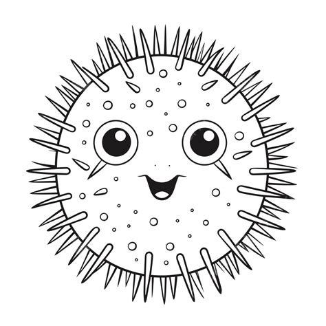 Image Of A Cute Pufferfish Coloring Page Outline Sketch Drawing Vector