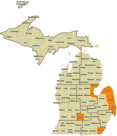 Michigan Lakes Map Color 2018