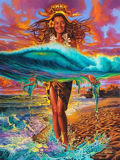 the queen of makaha rell sunn artwork by rick rietveld surf art hawaiian art tiki art