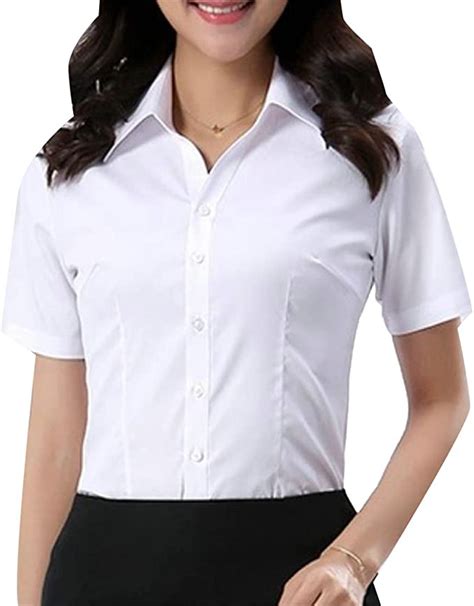 Cromoncent Camisa De Manga Corta Con Botones Para Mujer Blanco S Mx Ropa