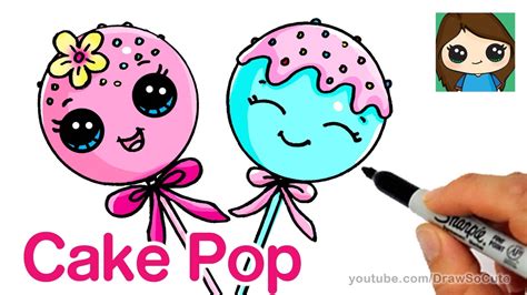 Draw anything and everything in the cutest style ever! How to Draw Cake Pop Easy - Cute Cartoon Food - YouTube