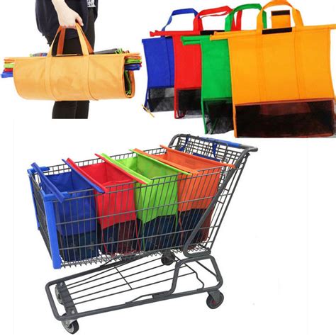 4pcsset Car Shopping Cart Trolley Bags Foldable Reusable Grocery