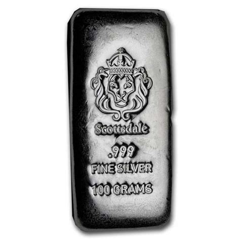 Buy 100 Gram Silver Bar Scottsdale Mint Apmex