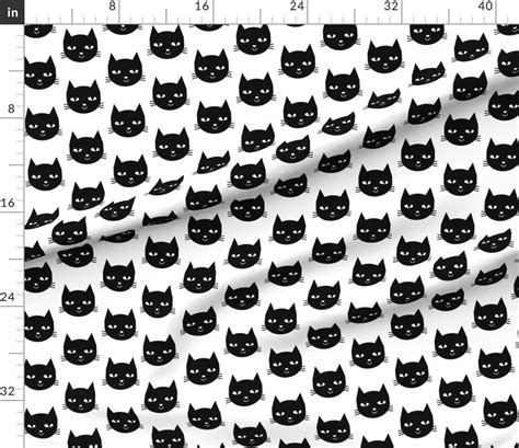 Cats Fabric Cat Black Custom Fabric By Charlottewinter Etsy Canada