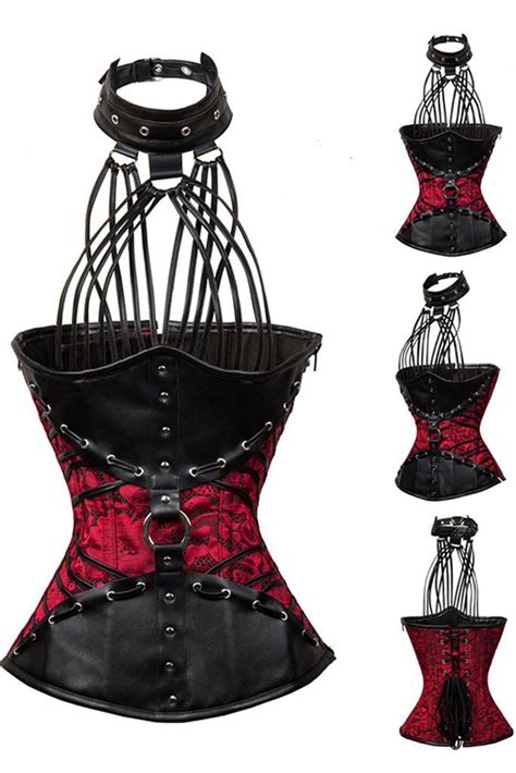 atomic faux leather halter steel boned underbust corset steampunk skirts steampunk corset