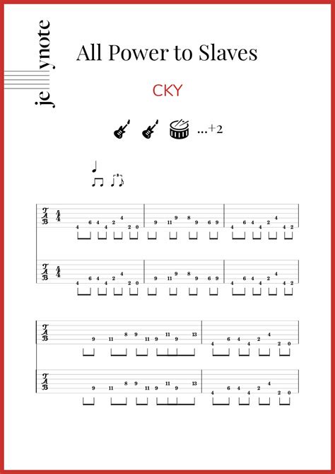 Partituras De Cky All Power To Slaves Guitarra Y Bajo Jellynote
