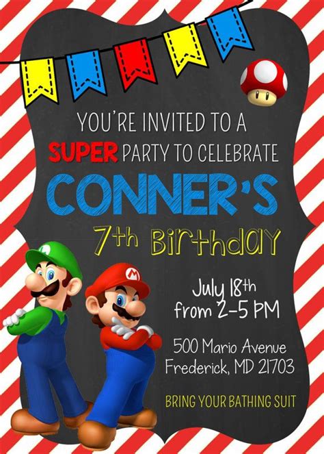 Super Mario Bros Birthday Invitation Mario And By Msthirdgrade Super