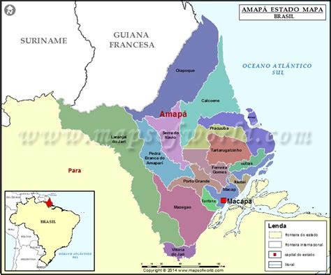Amapa Map State Of Amapa Brazil