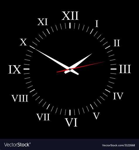 Clock On Black Background Royalty Free Vector Image