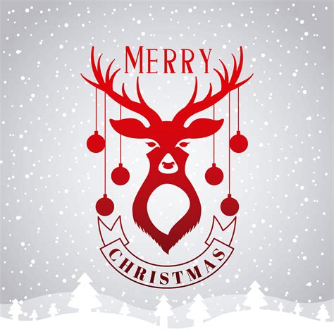 Merry Christmas Card With Deer And Ornaments 701080 Vector
