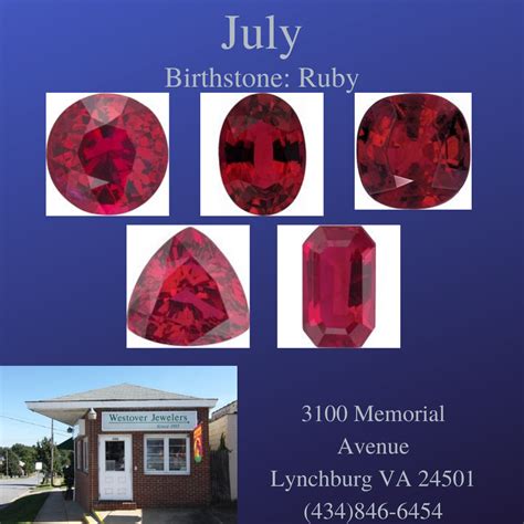 July Birthstone By Month Color Chart