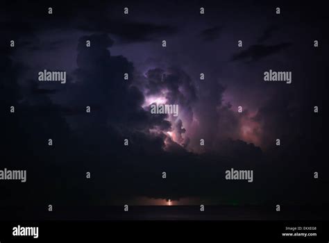 Lightning Above The Sea Stock Photo Alamy