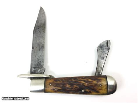 1914 1935 Marbles Safety Folding Hunter Knife Stag Original Sheath
