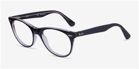 Ray Ban Rb2185v Round Black Clear Frame Eyeglasses Eyebuydirect