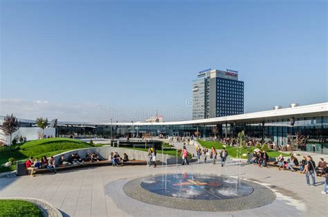 Futuristic Shopping Mall Exterior Promenade Editorial Photo - Image