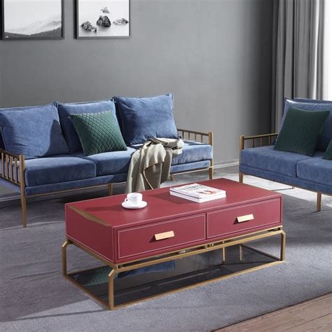 Surely, a coffee table with a storage shelf underneath its top is nothing unusual. Luxury Modern 49" Rectangular PU Leather Coffee Table with ...