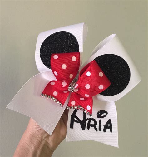 Personalized Mickey Mouse Ears Polka Dot Bow Cheer Bow Cheer Bows