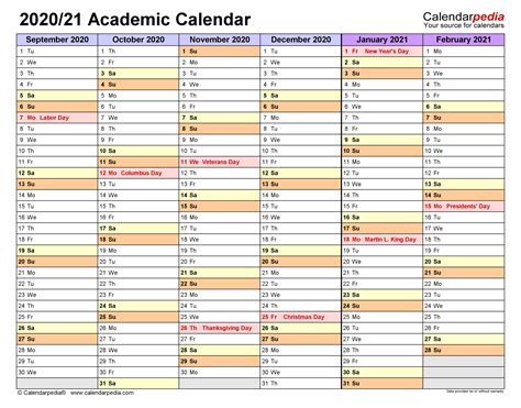 Academic Calendars 20202021 Free Printable Excel Templates