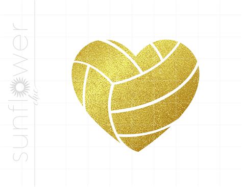 Gold Volleyball Heart Print And Cut Png Download Gold Glitter