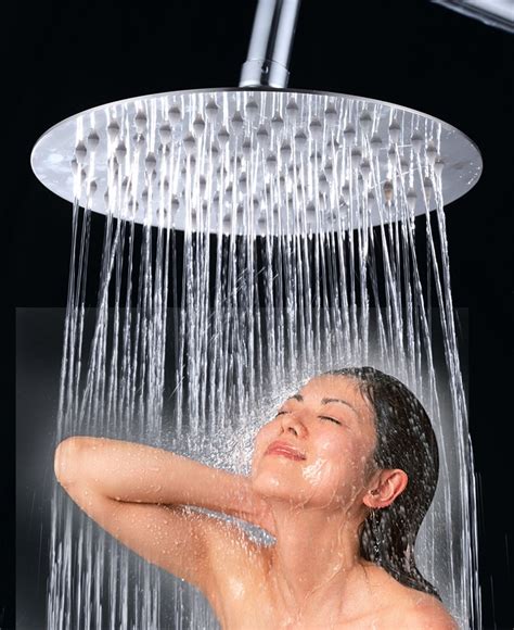 12 Inch 304 Stainless Steel Ultra Thin Shower Head Circular Rainfall Showerhead Top Rain Shower