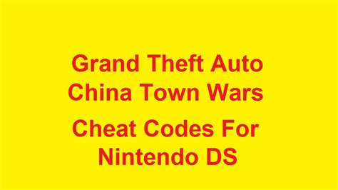 Gta Chinatown Wars Cheats Codes Egseomjseo