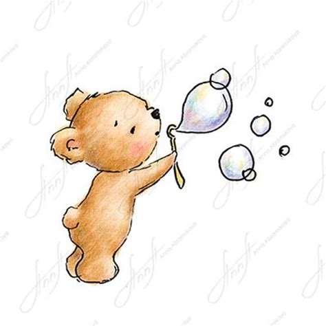 (step 9) draw an oval for each nose. The drawing of cute teddy bear blowing bubbles. Printable ...