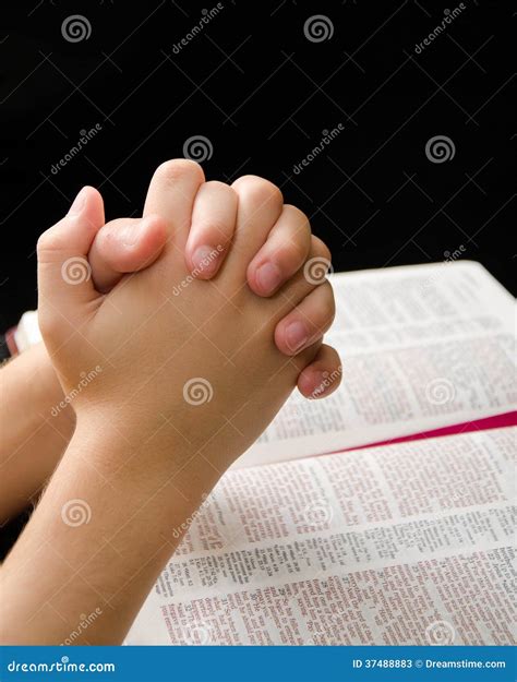 Hands Of A Child Clasped In Prayer Stock Image Image Of Faithful