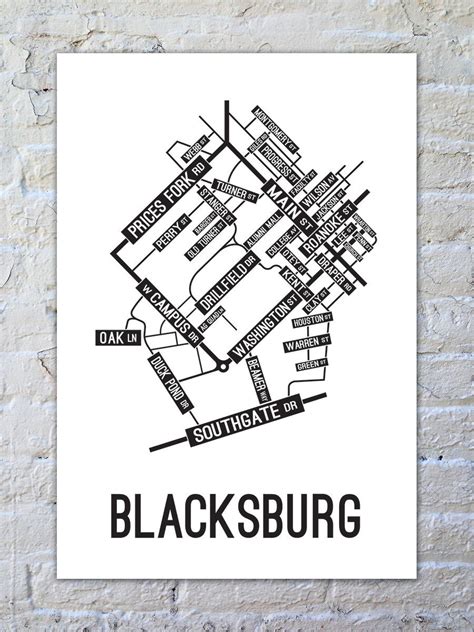 Blacksburg Virginia Street Map Print