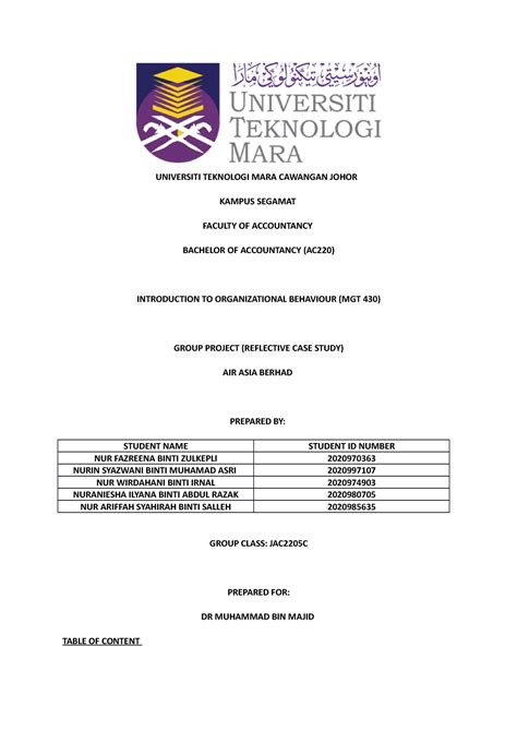 Group Assignment Mgt Universiti Teknologi Mara Cawangan Johor Kampus