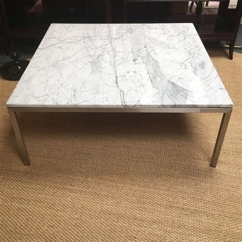 Concrete coffee tables are best for delivering an industrial edge, while black marble gives a moody feel. Crate & Barrel Square Stainless Steel & Marble Top Coffee ...
