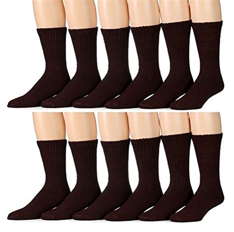 Yacht Smith Women S Cotton Crew Socks Solid Brown 12 Pack At