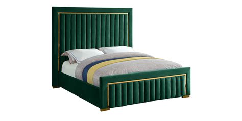 Luxurious Green Velvet And Gold Metal King Bed Dolce Meridian Contemporary Dolcegreen K