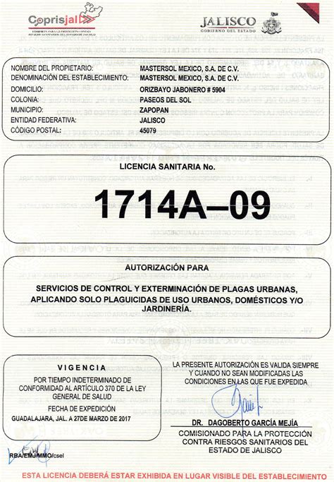 La comisión federal para la protección contra riesgos sanitarios (cofepris, por su acrónimo) es una dependencia federal (un órgano descentralizado) del gobierno de méxico, vinculada con el departamento de regulación y fomento sanitario de la secretaría de salud. Fumigaciones y control de plagas en Jalisco | Master Solutions
