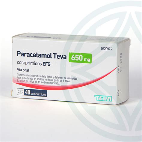 Paracetamol Teva EFG 650 mg 40 comprimidos | Analgésico - Antipirético