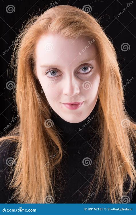 Portrait Of A Cute Irish Redhead Female Closeup Of Head And Face