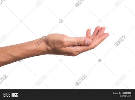 Stretched Hand Of Man Isolated Over White Background Open Palm Hand