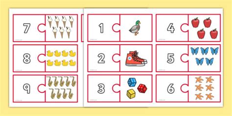 Number And Picture Matching Jigsaw To 10 Teacher Made