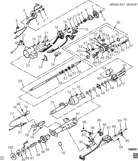 Exploded View For The 1999 Chevrolet Lumina Tilt Steering Column Services