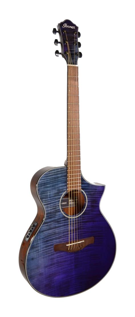 Ibanez Aewc32fm Psf Shallow Body Acousticelectric Guitar Purple Sunset