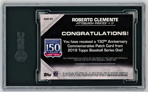 Roberto Clemente 2019 Topps Sgc 85 Amp Rc 150th Ann Commemorative Patch Ebay