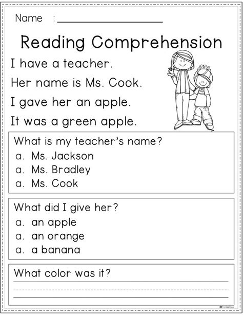Reading Comprehension Worksheets Printable