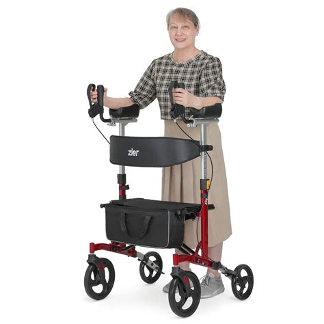 Zler Extra Wide Upright Walker Stand Up Rollator Walker Supports Up