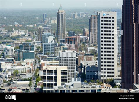 Skyline Of Downtown Atlanta Looking At Midtown Atlanta In Georga Usa
