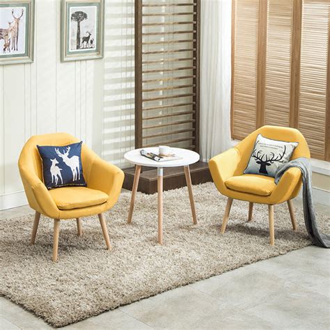 Get 5% in rewards with club o! SpaceSaving Upholstered Fabric Club Chair Accent Chair Set Of 2 W/ Free 2 Pillows (Yellow ...
