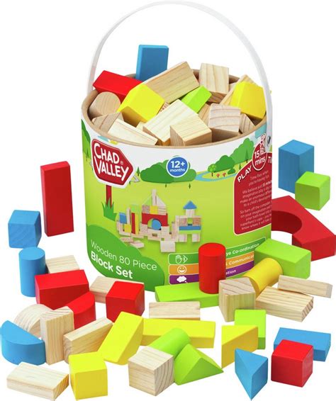 Buy Chad Valley Playsmart Wooden Block Set 80 Pieces Wooden Toys