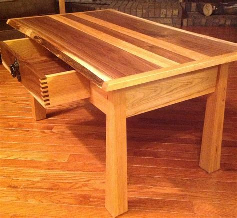 Featuring an adjust able height surface which provides the. Walnut & Cherry live edge coffee table | Live edge coffee ...