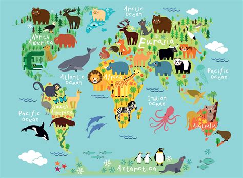 Kids World Map Wallpaper Mural