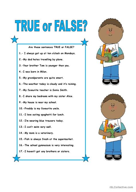 True Or False English Esl Worksheets Pdf And Doc